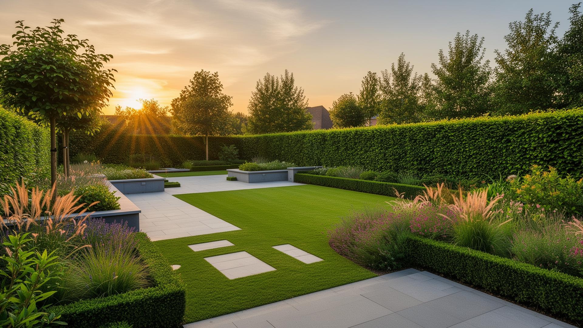 Jardin paysager aménagé par Vivre au Vert Construction à Mons
